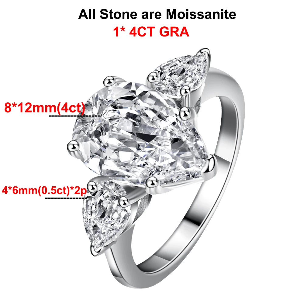Pear Cut Moissanite Engagement Ring | 925 Sterling Silver | GRA Certified | 1–4ct