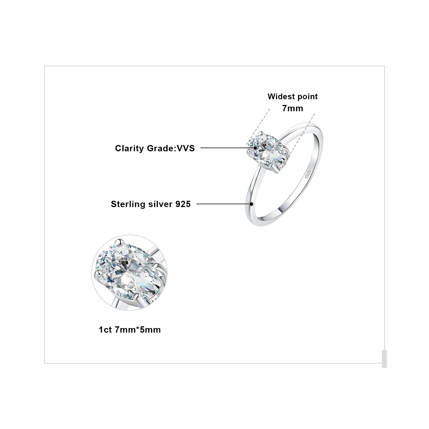 Oval Cut Moissanite Solitaire Engagement Ring | GRA Certified | 925 Sterling Silver
