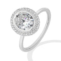 2.0CT Oval Cut Moissanite Halo Engagement Ring | D VVS1 | 925 Sterling Silver | 18K Gold Plated