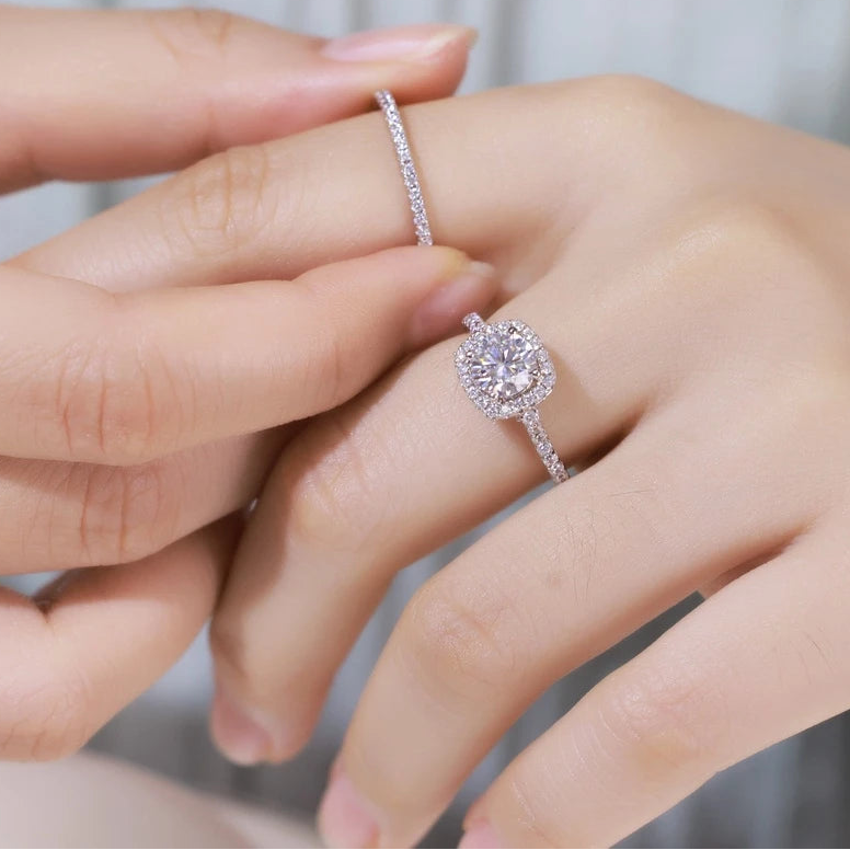 925 Sterling Silver VVS1 D Color Moissanite Bridal Ring Set for Woman Wedding Valentine's Day Gift Wholesale Certified