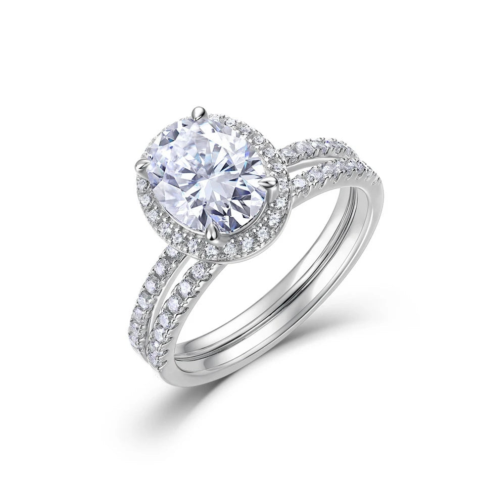 925 Sterling Silver VVS1 D Color Moissanite Bridal Ring Set for Woman Wedding Valentine's Day Gift Wholesale Certified