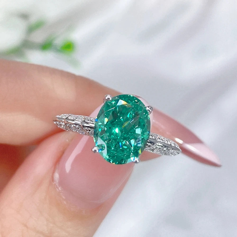 Paraiba Tourmaline & High Carbon Diamond Eternity Ring | 925 Sterling Silver | Fine Bridal Jewelry