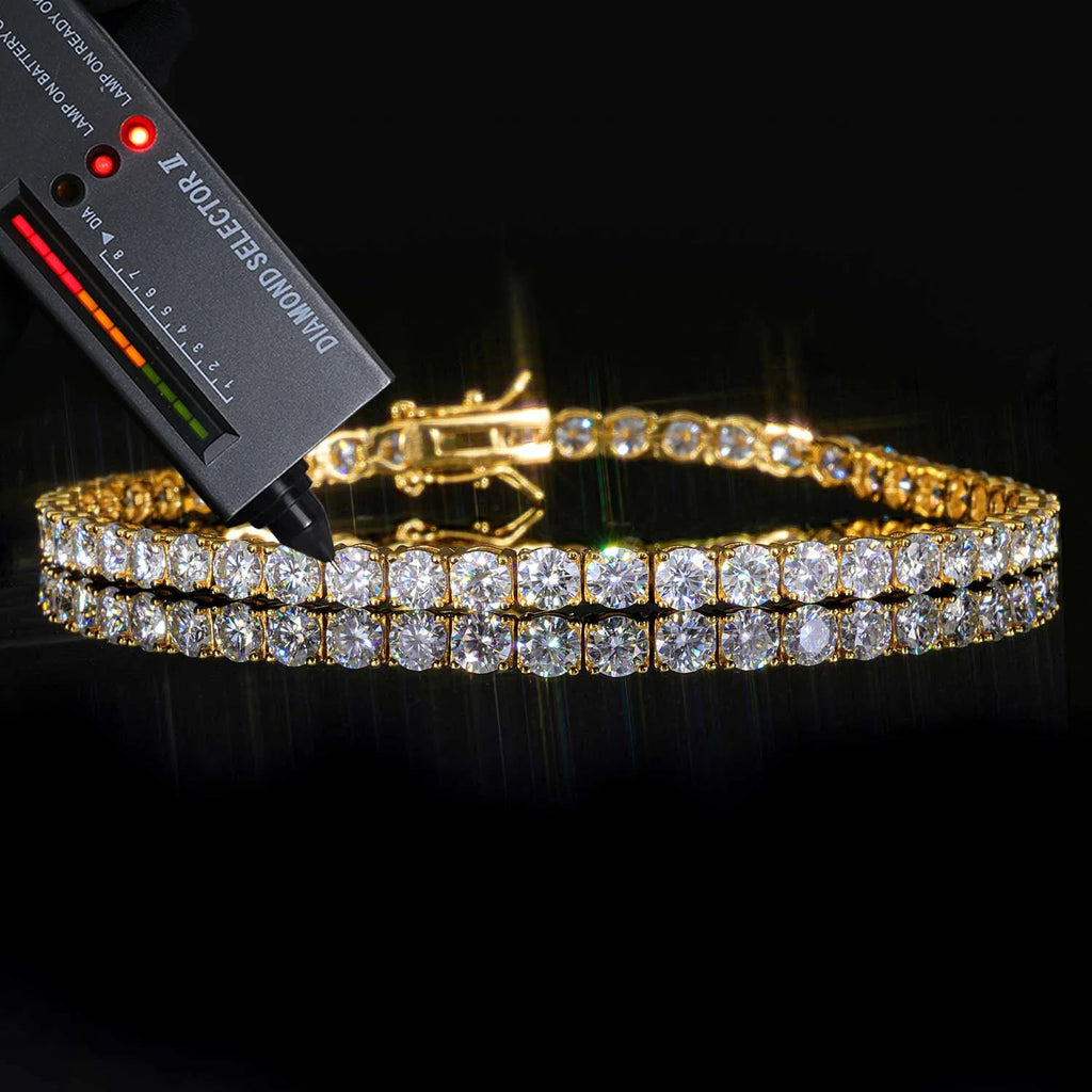 Iced Out Moissanite Tennis Bracelet | Hip Hop CZ Charm Bracelet with GRA Certificate