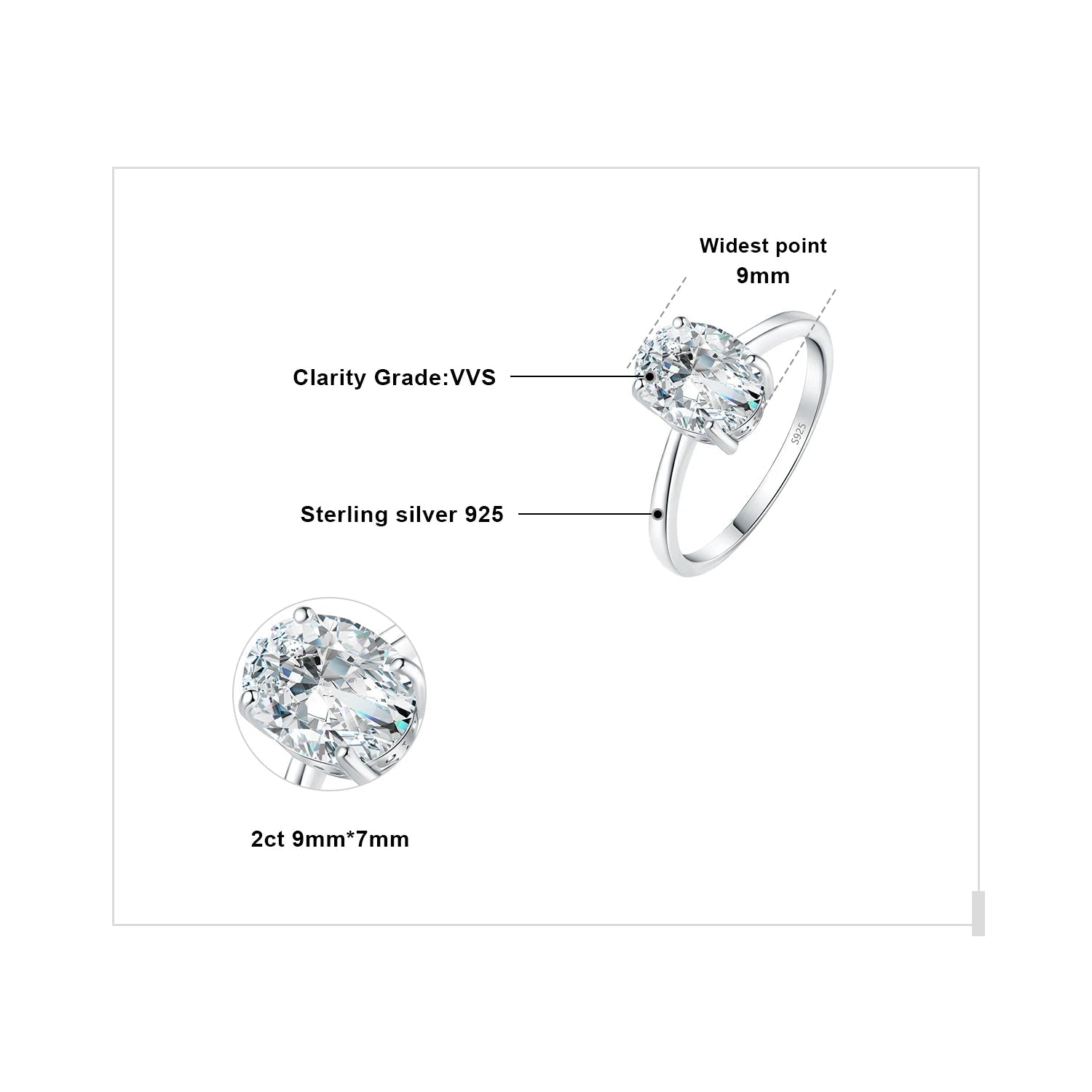 Oval Cut Moissanite Solitaire Engagement Ring | GRA Certified | 925 Sterling Silver