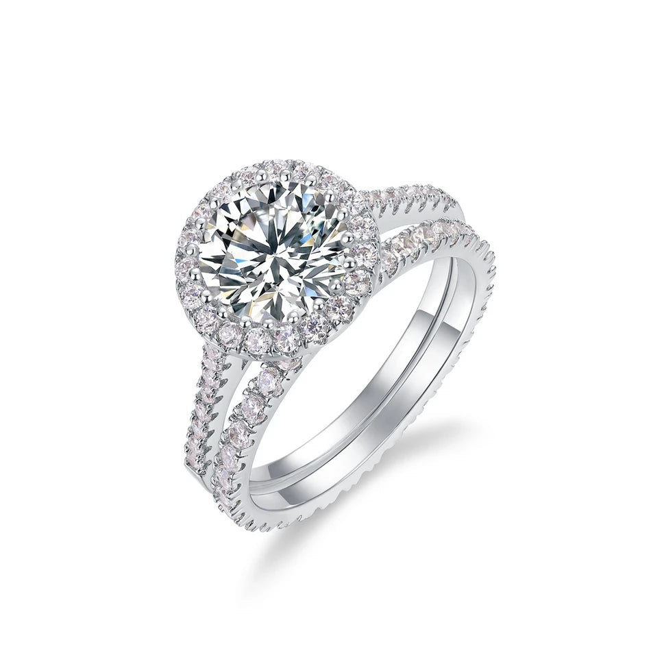 925 Sterling Silver VVS1 D Color Moissanite Bridal Ring Set for Woman Wedding Valentine's Day Gift Wholesale Certified