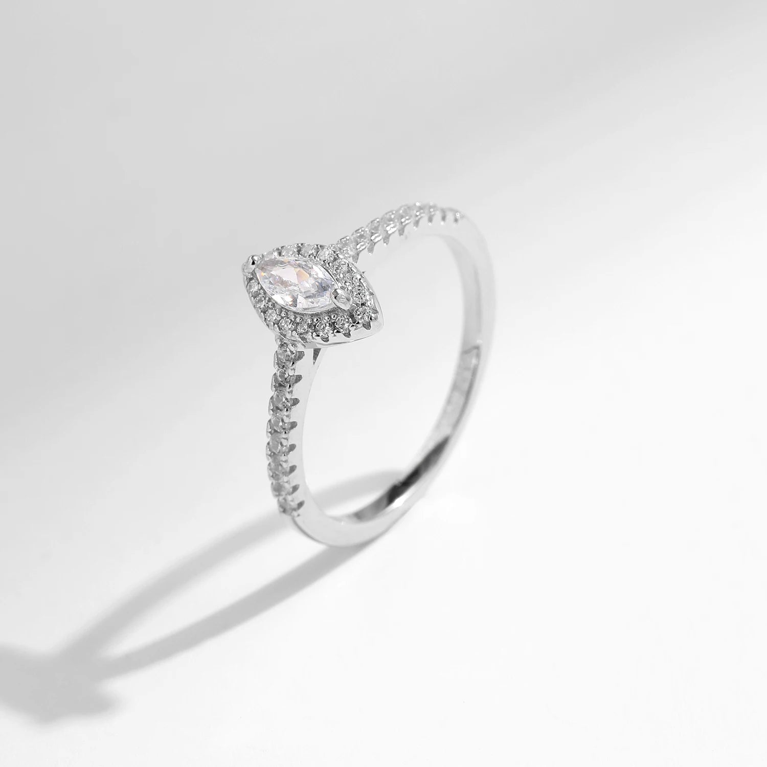 Lumilux Marquise Zircon Solitaire Ring — 925 Sterling Silver | CMA Certified | Wedding & Engagement