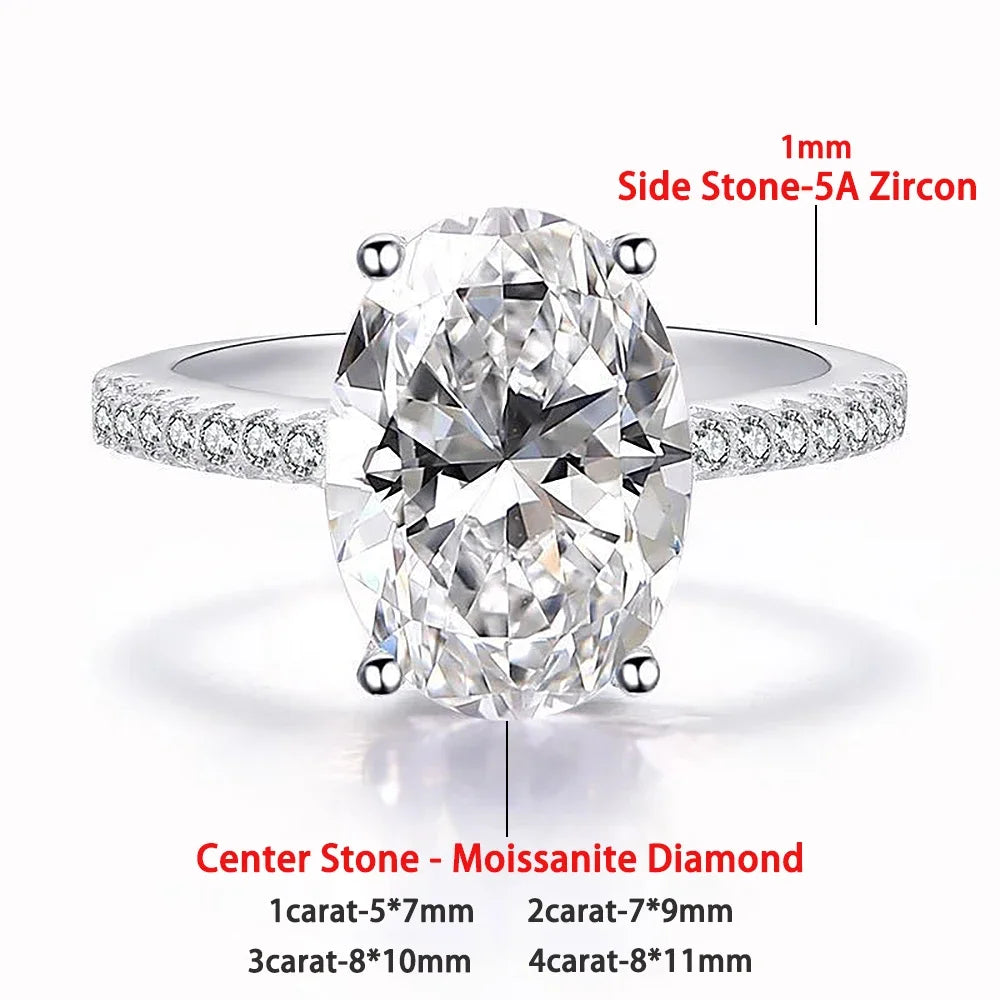 Oval Cut Full Moissanite Engagement Ring for Women