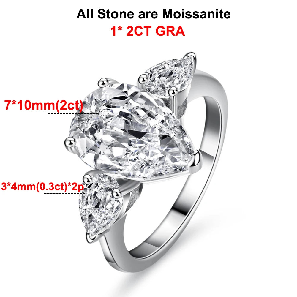 Pear Cut Moissanite Engagement Ring | 925 Sterling Silver | GRA Certified | 1–4ct