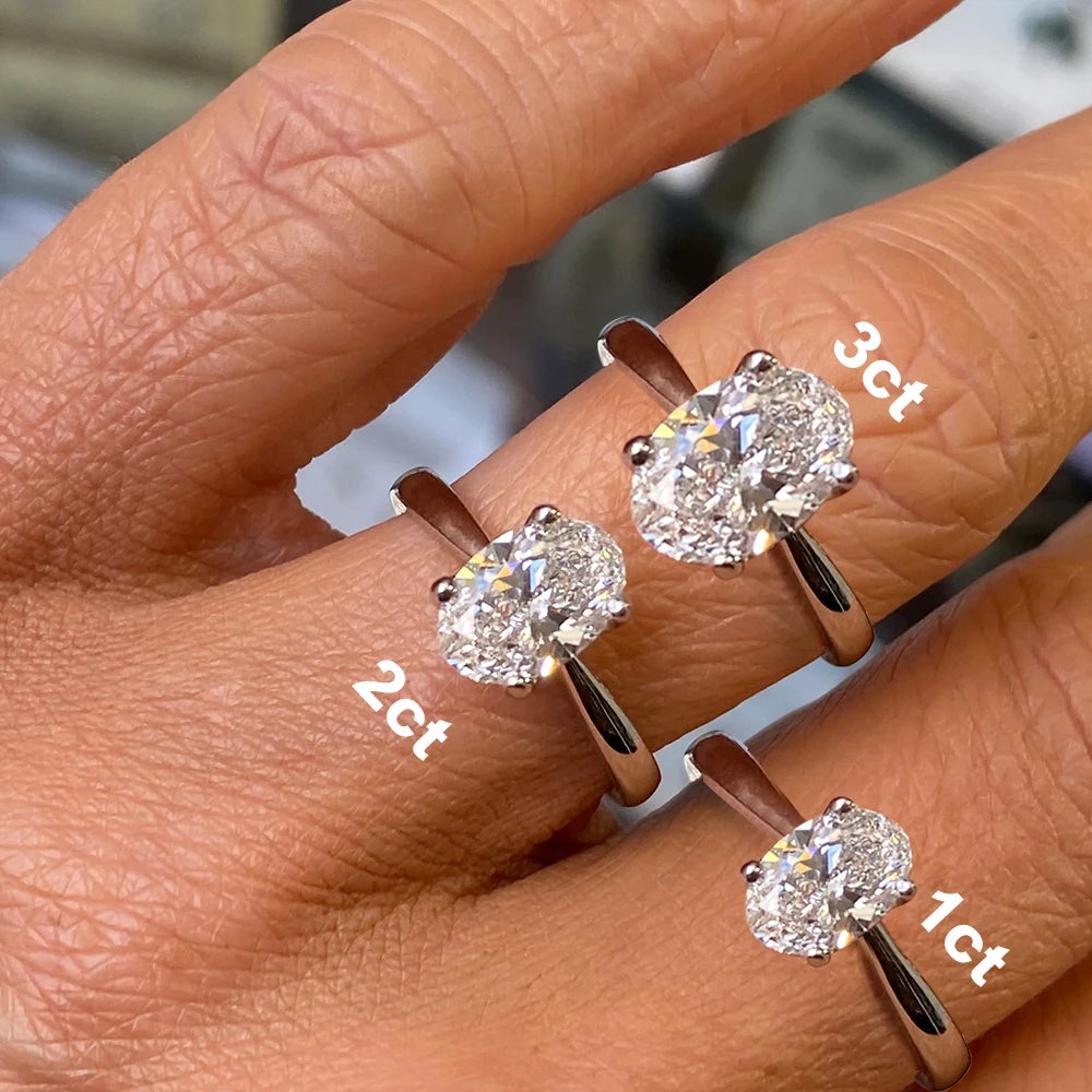 Lumilux Oval Moissanite Solitaire Ring | D Color VVS1 | 925 Sterling Silver & 18K White Gold