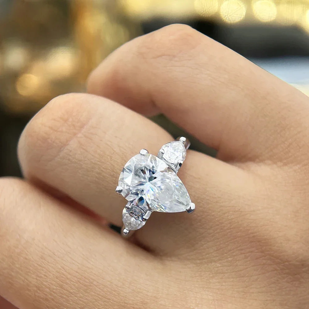 Pear Cut Moissanite Engagement Ring | 925 Sterling Silver | GRA Certified | 1–4ct