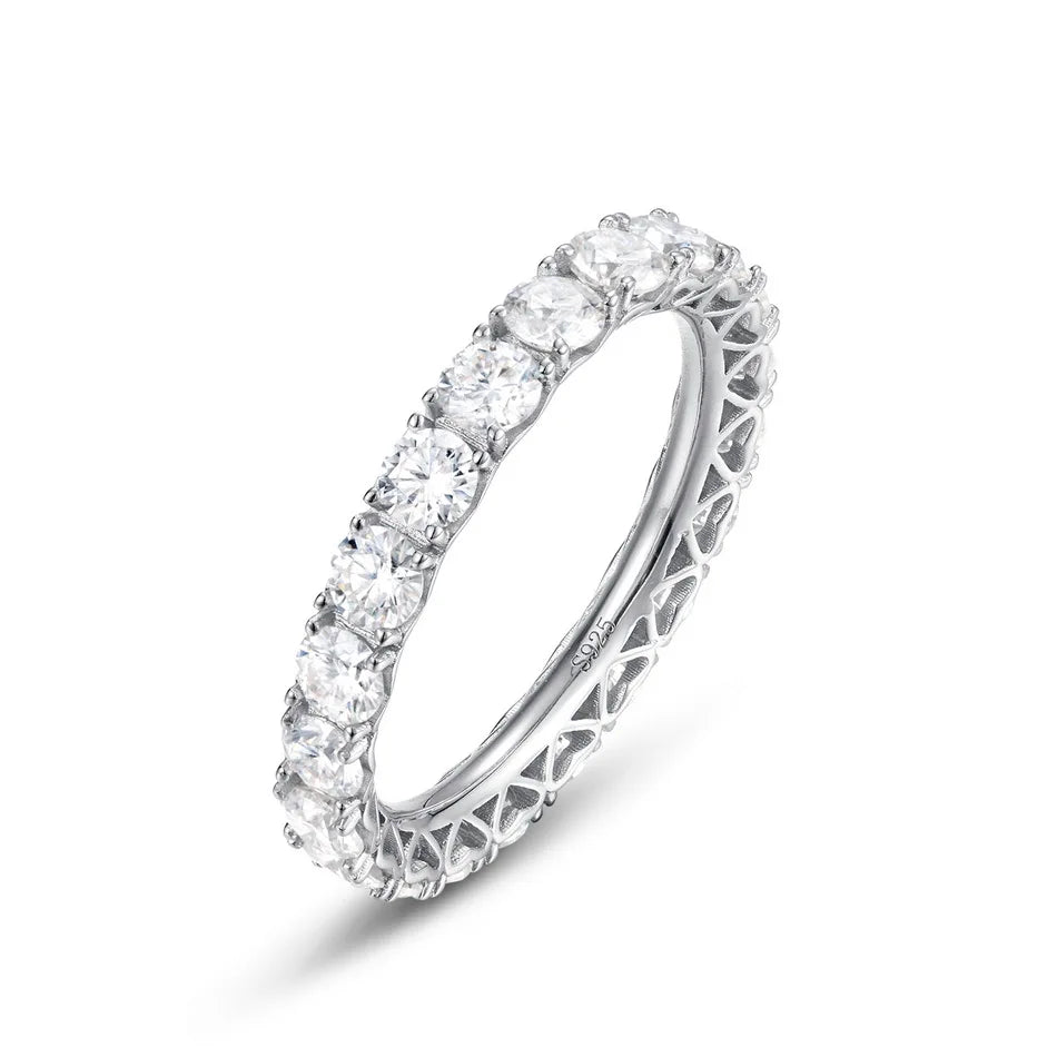 Moissanite Eternity Band Ring | D Color VVS1 | 925 Sterling Silver | GRA Certified