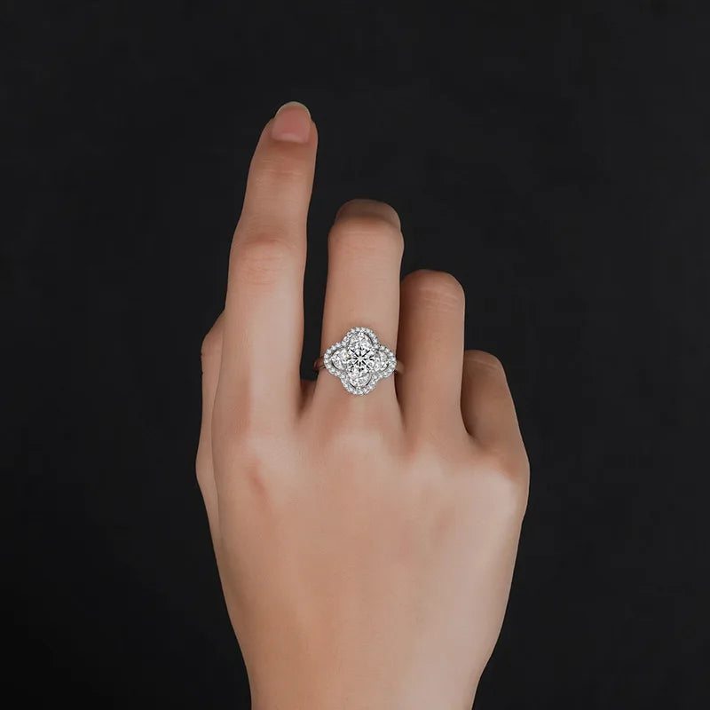 FIRERING 1 Moissanite Clover Ring with Certificate