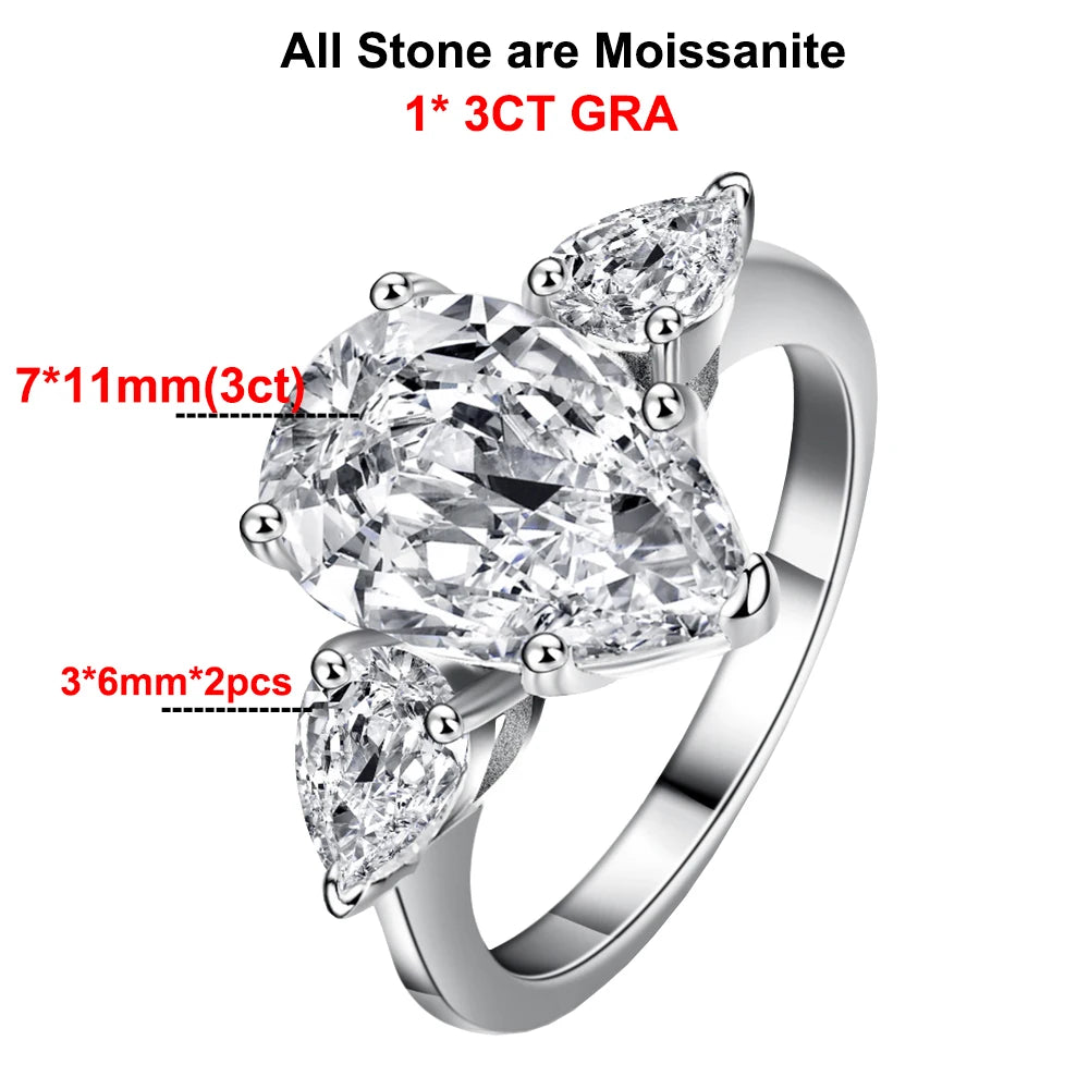 Pear Cut Moissanite Engagement Ring | 925 Sterling Silver | GRA Certified | 1–4ct