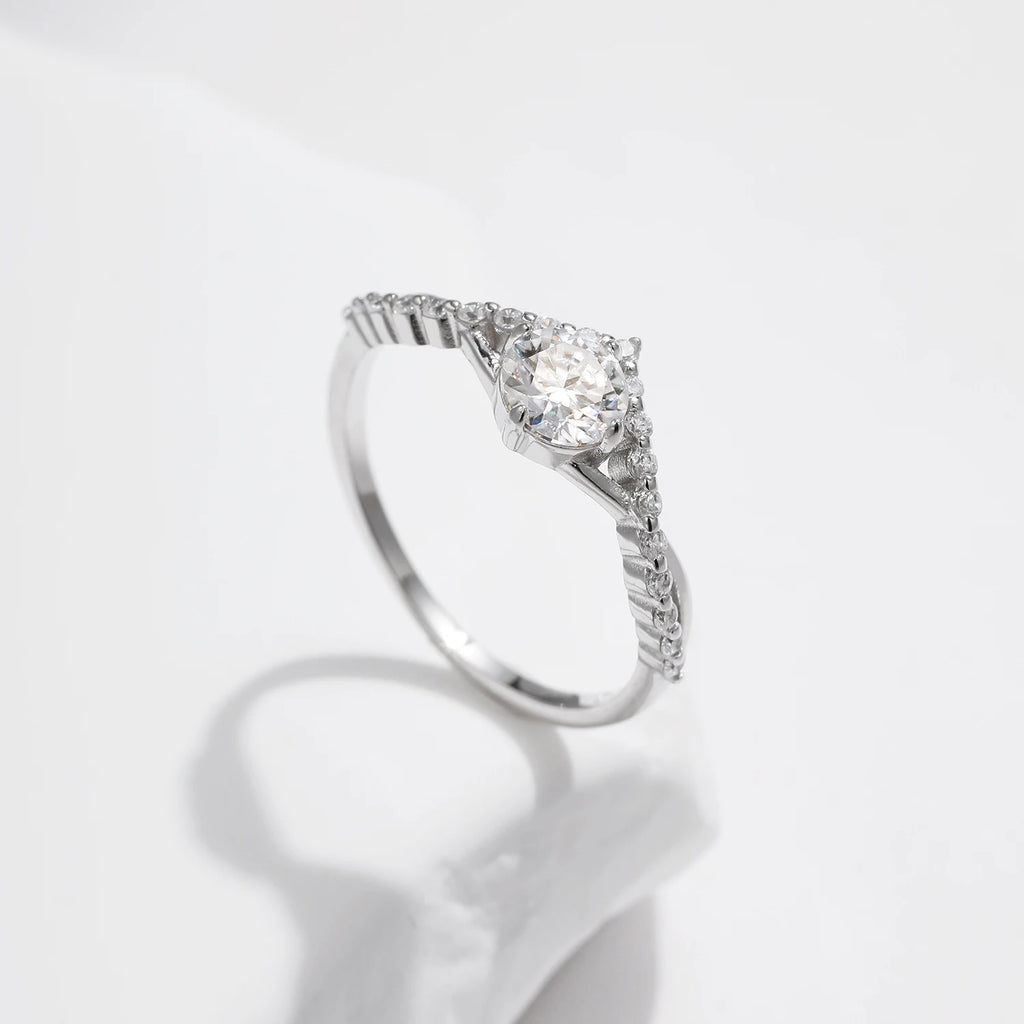 Crown Moissanite Solitaire Ring | D VVS1 | 925 Sterling Silver