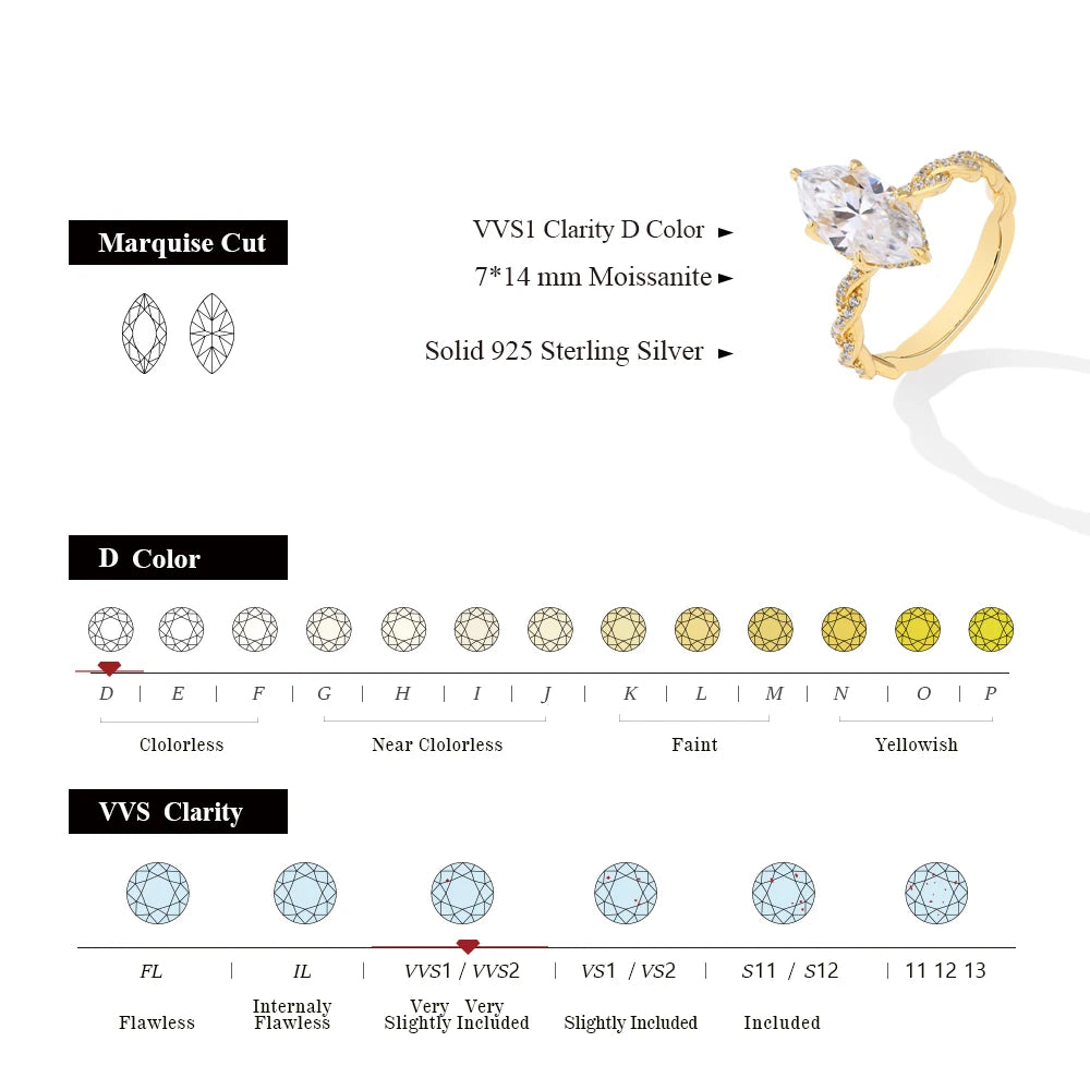 Marquise Cut Moissanite Engagement Rings