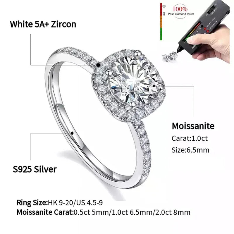 Lumilux Moissanite Solitaire Ring | D Color VVS1 | 925 Sterling Silver