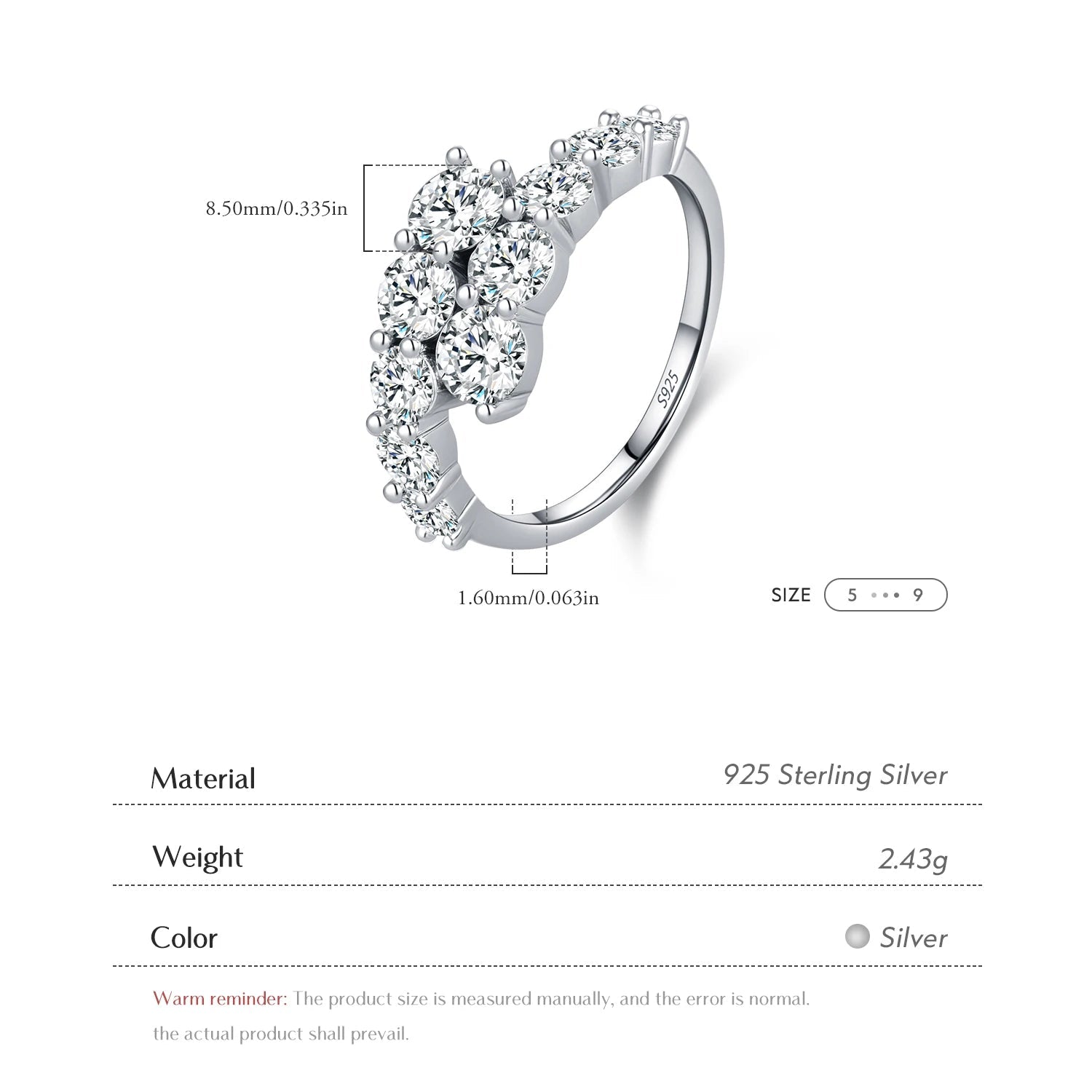 Classic Eternity Band Ring | 925 Sterling Silver & Round CZ | Bridal & Engagement Jewelry