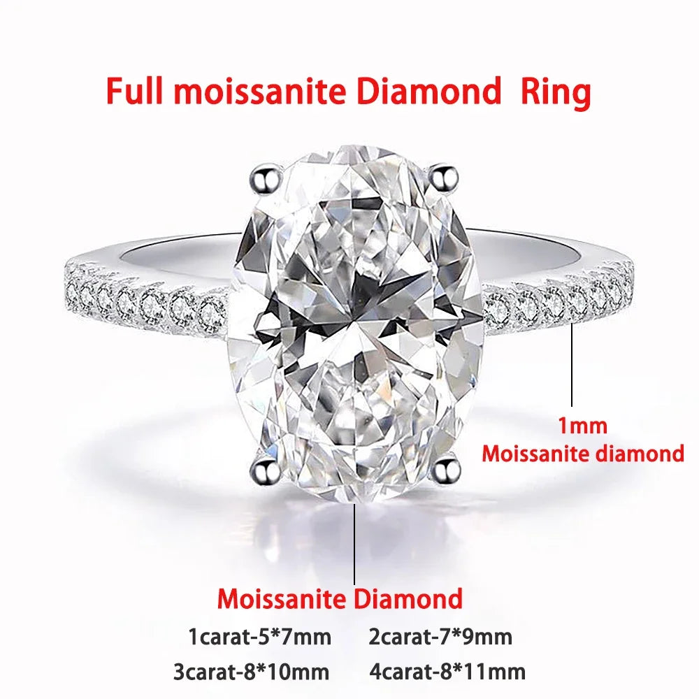 Oval Cut Full Moissanite Engagement Ring for Women