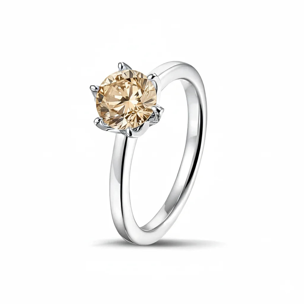 6mm Cubic Zirconia Solitaire Ring | Stainless Steel | Multi-Color