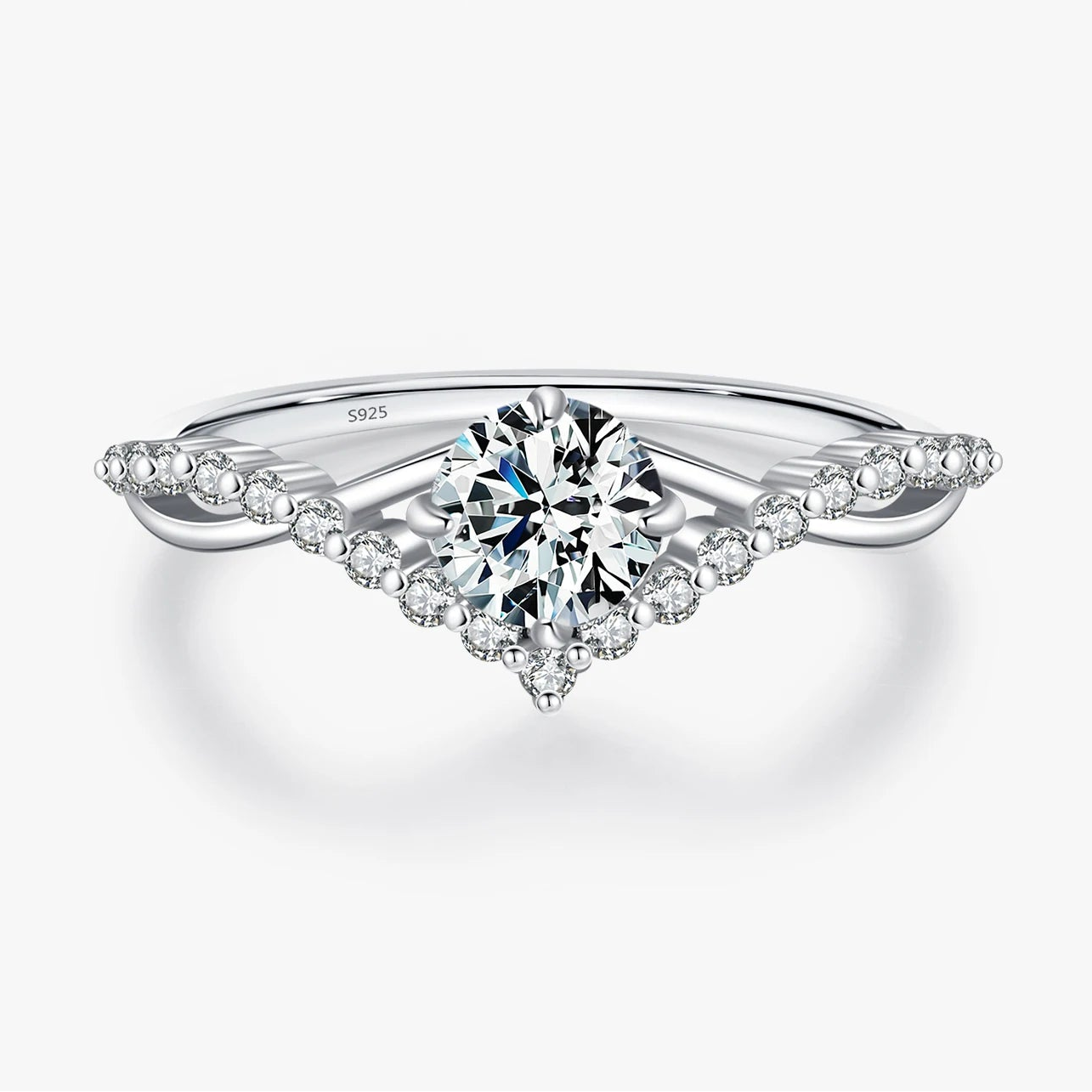 Crown Moissanite Solitaire Ring | D VVS1 | 925 Sterling Silver
