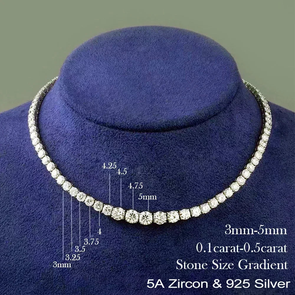 Moissanite Diamond Tennis Necklace with Certificate