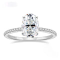 Lumilux Oval Moissanite Solitaire Ring | D Color VVS1 | 925 Sterling Silver & 18K White Gold