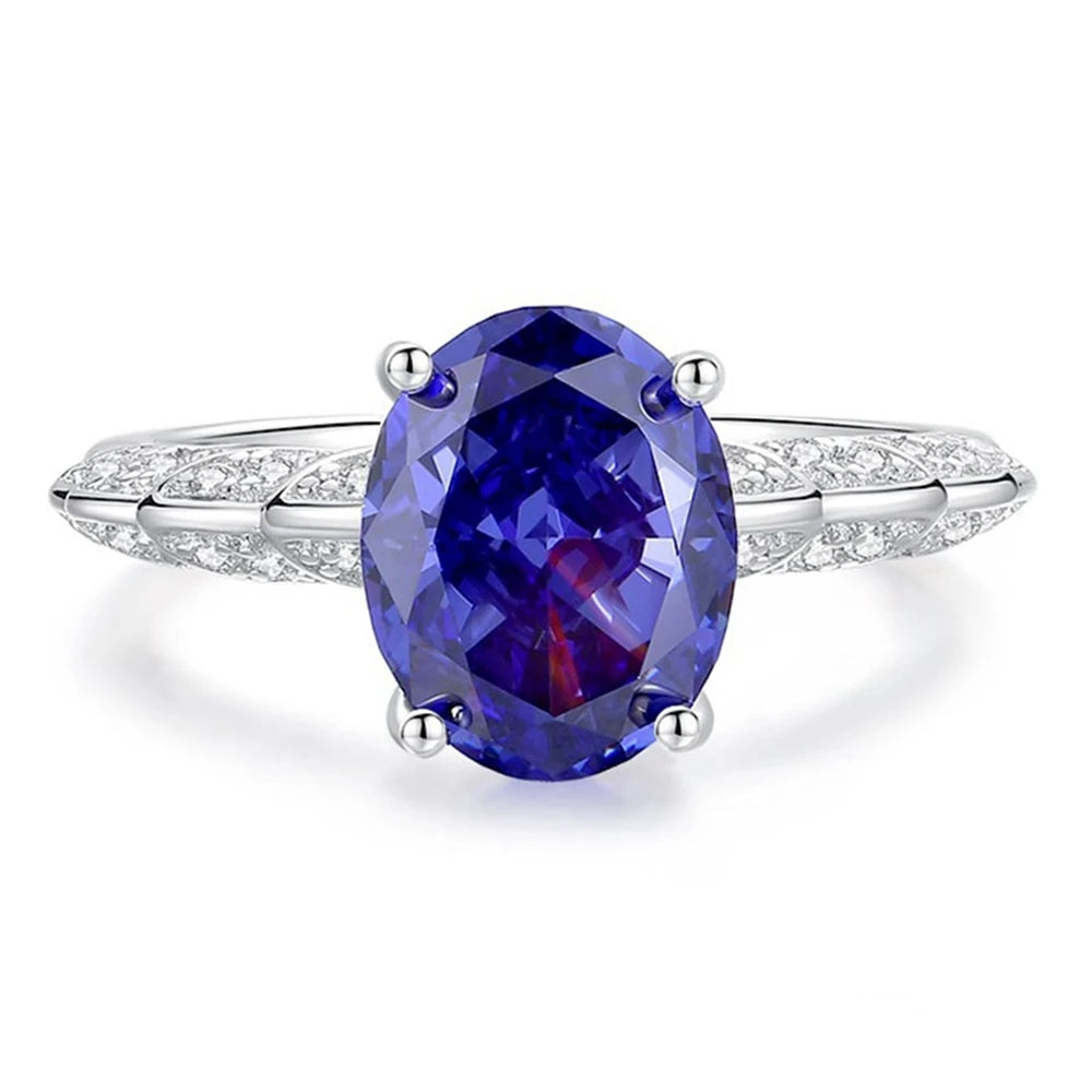Paraiba Tourmaline & High Carbon Diamond Eternity Ring | 925 Sterling Silver | Fine Bridal Jewelry