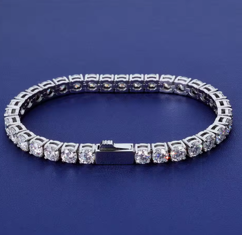 Iced Out Moissanite Tennis Bracelet | Hip Hop CZ Charm Bracelet with GRA Certificate