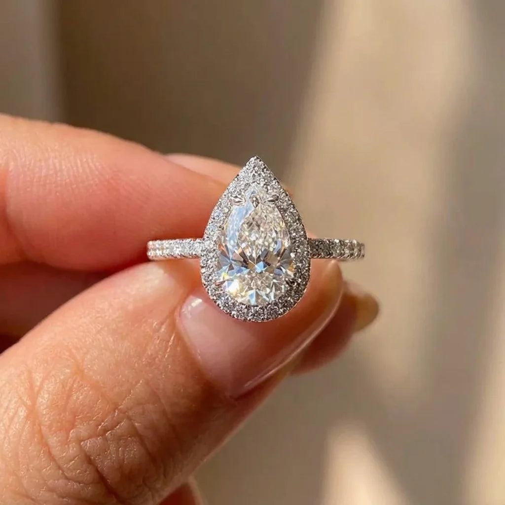 Lumilux Pear Drop Zircon Ring — 1CT 925 Sterling Silver | Gold & Silver | Engagement & Wedding