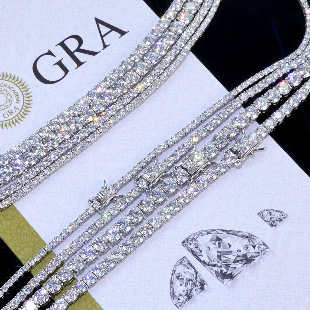 Iced Out Moissanite Tennis Bracelet | Hip Hop CZ Charm Bracelet with GRA Certificate