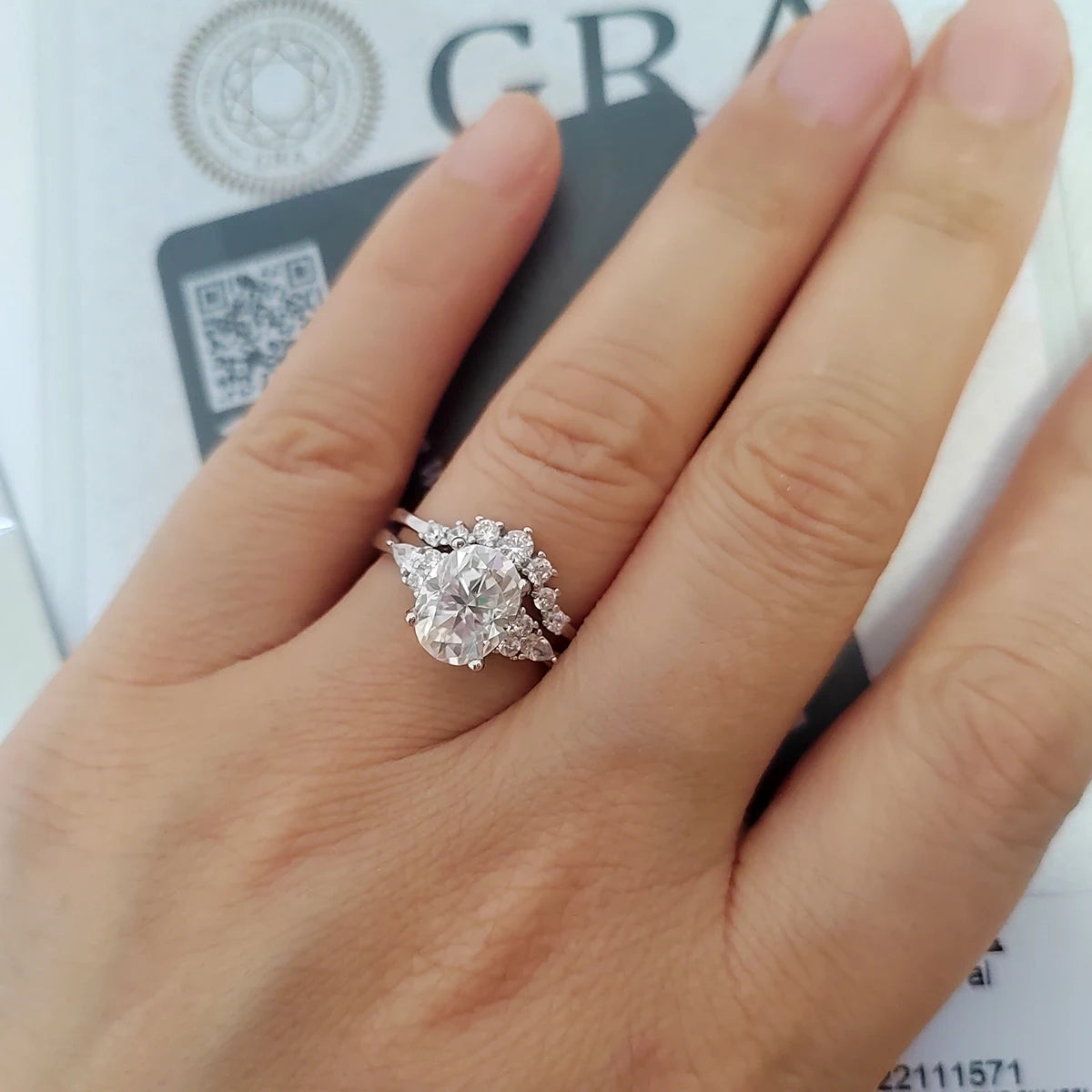 7x9MM Oval Moissanite Two Rings with Certificate