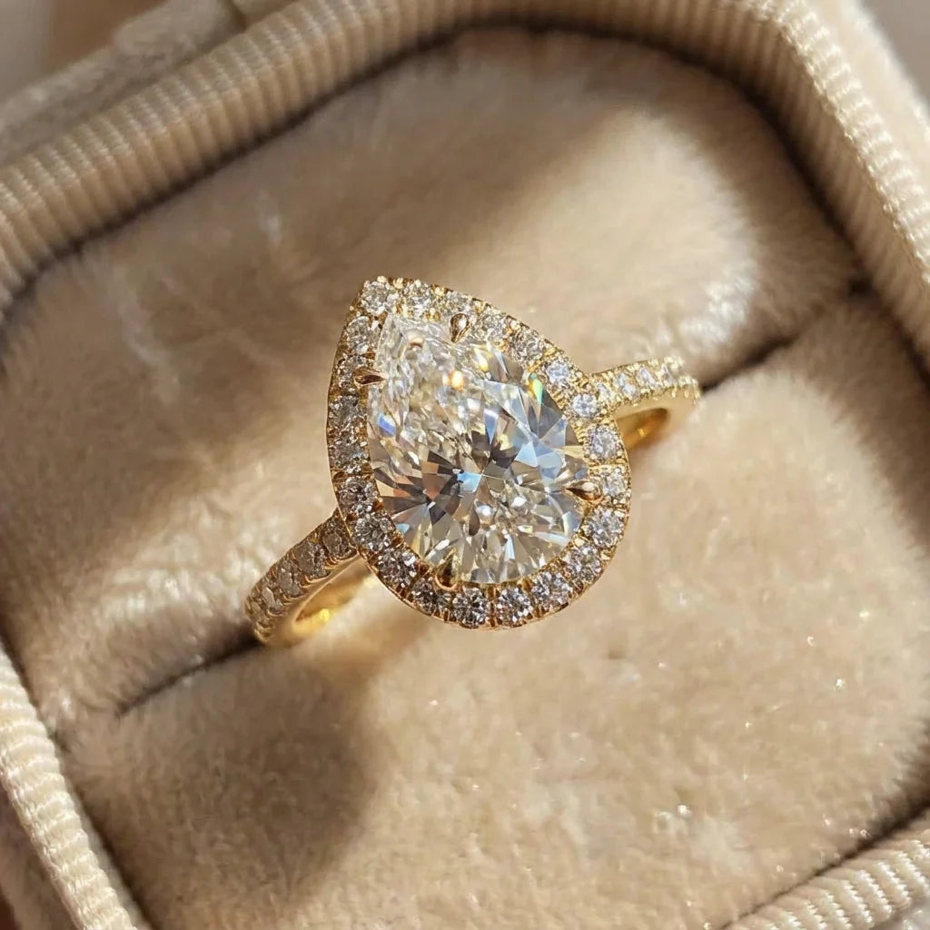 Lumilux Pear Drop Zircon Ring — 1CT 925 Sterling Silver | Gold & Silver | Engagement & Wedding