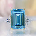 Rectangle Moissanite Ring in S925 Sterling Silver | 5A Grade Zircon | Multi-Colour