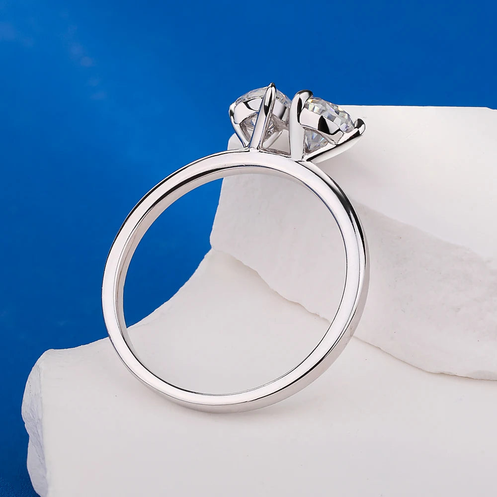 Toi et Moi Double Pear Cut Moissanite Ring | 1.5ct | 925 Silver & 18K Gold Plated