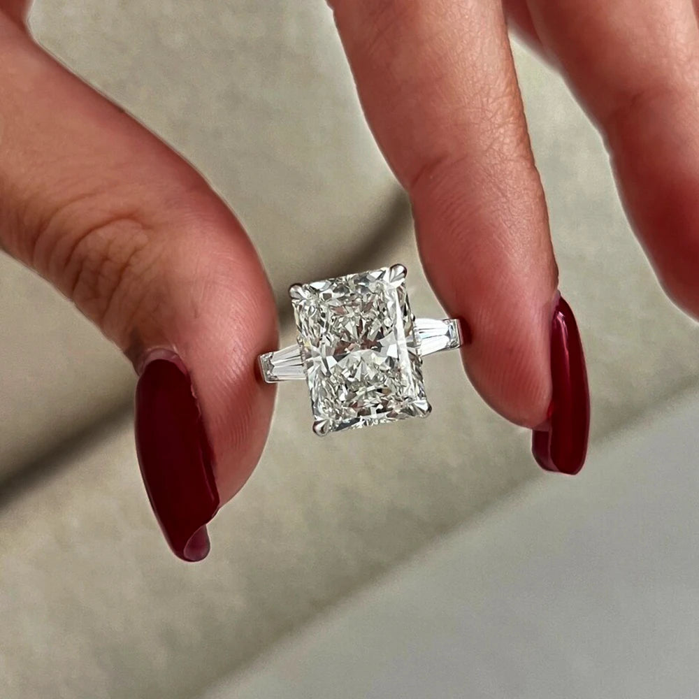 D Color VVS1 Moissanite Engagement Ring | Radiant & Emerald Cut | 1–4CT | 925 Sterling Silver