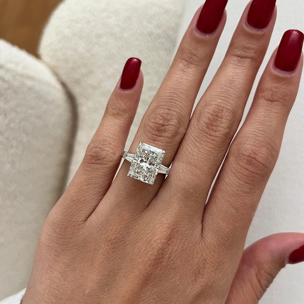D Color VVS1 Moissanite Engagement Ring | Radiant & Emerald Cut | 1–4CT | 925 Sterling Silver