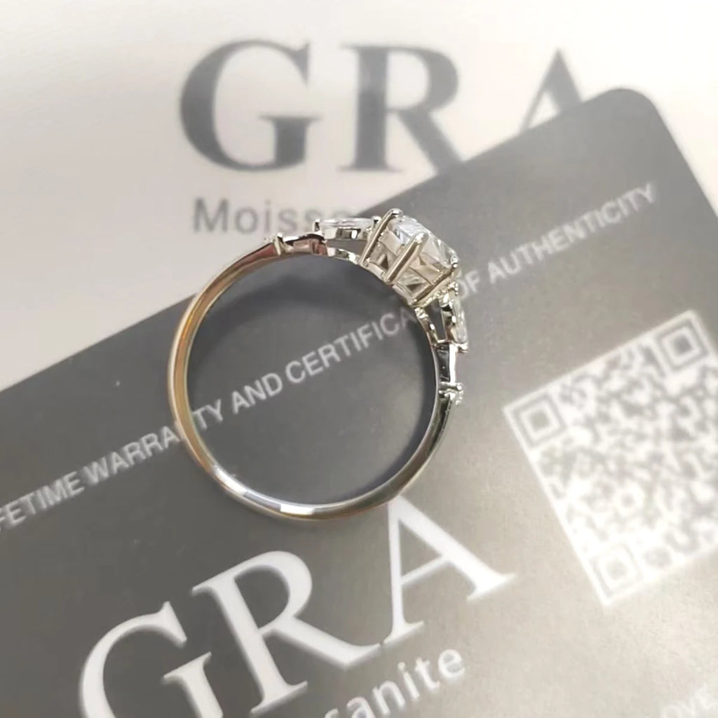 Super Sparkling Pear shaped Moissanite ring