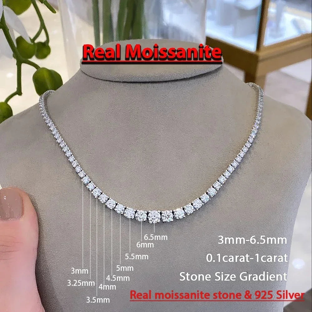 Moissanite Diamond Tennis Necklace with Certificate