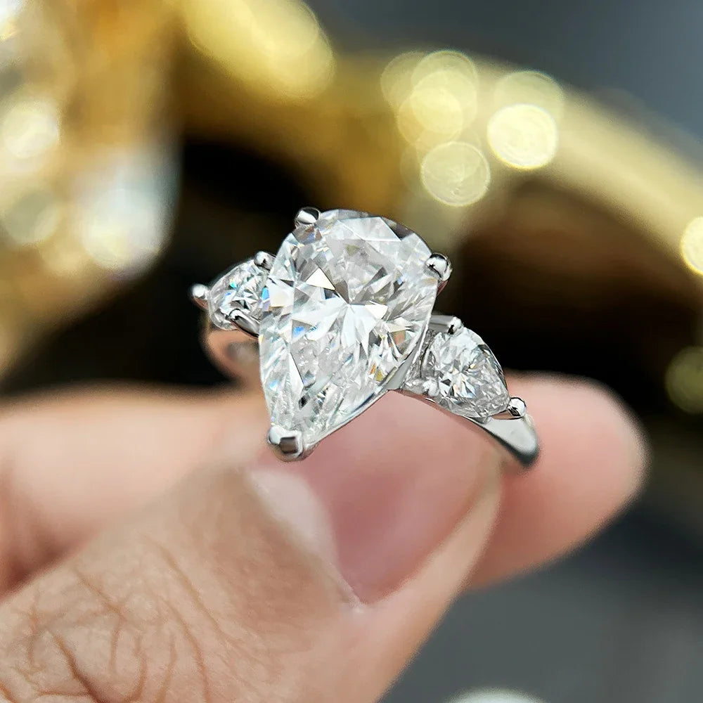 Pear Cut Moissanite Engagement Ring | 925 Sterling Silver | GRA Certified | 1–4ct