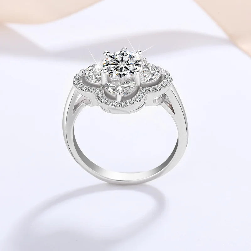 FIRERING 1 Moissanite Clover Ring with Certificate