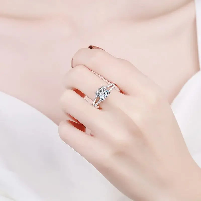 Luxury 2ct Asscher Cut Moissanite Wedding