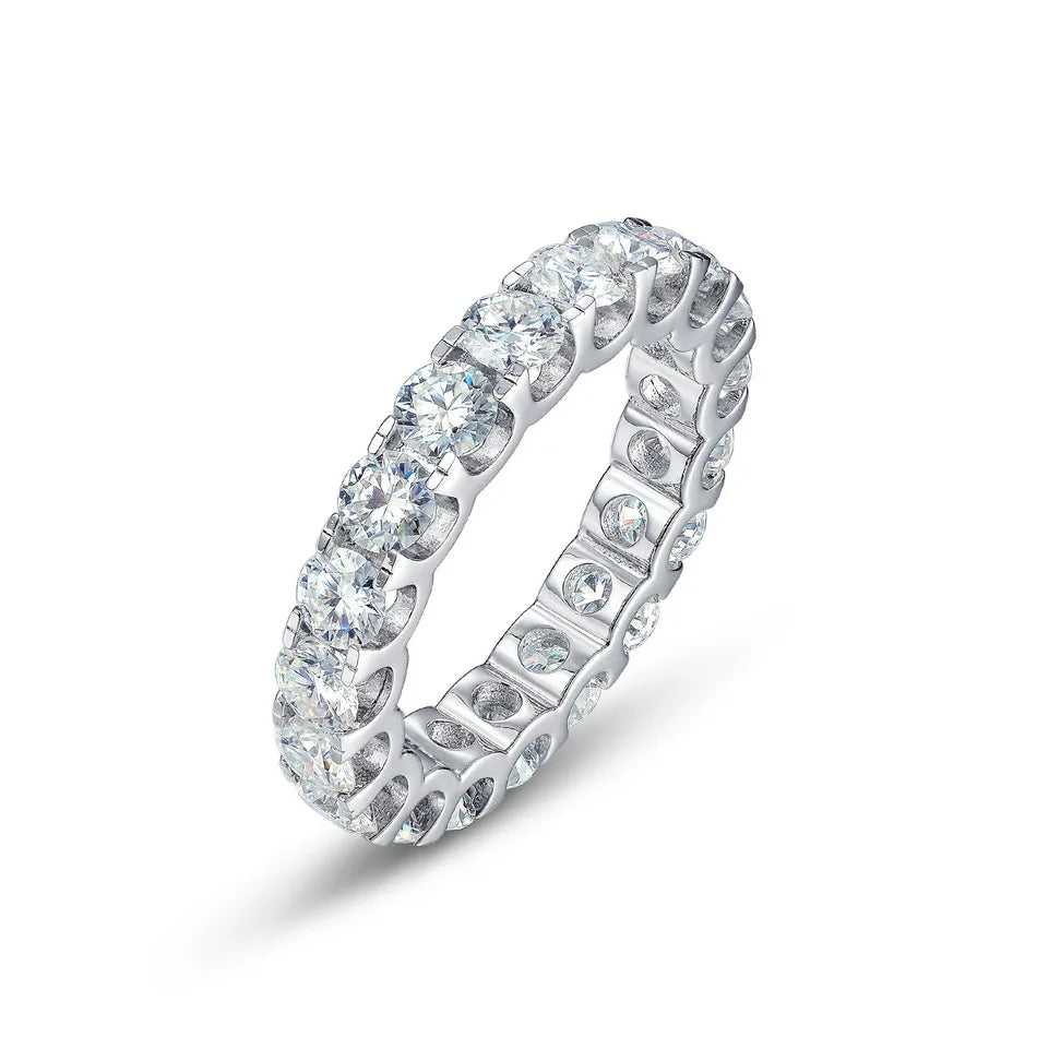 Moissanite Eternity Band Ring | D Color VVS1 | 925 Sterling Silver | GRA Certified