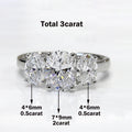 Oval Cut Three-Stone Moissanite Engagement Ring | 925 Sterling Silver | GRA Certified