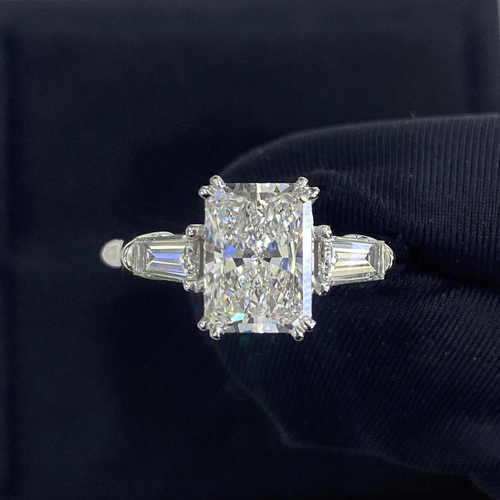 D Color VVS1 Moissanite Engagement Ring | Radiant & Emerald Cut | 1–4CT | 925 Sterling Silver