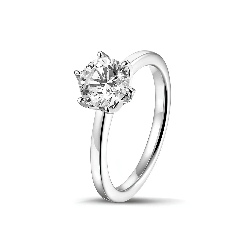 6mm Cubic Zirconia Solitaire Ring | Stainless Steel | Multi-Color