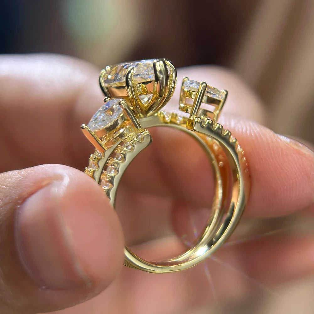 Certified 4CT Marquise Cut Moissanite Diamond Engagement Ring