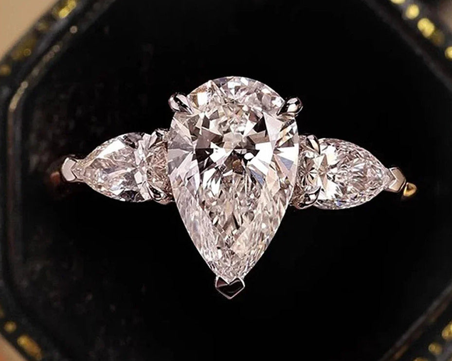 Pear Cut Moissanite Engagement Ring | 925 Sterling Silver | GRA Certified | 1–4ct