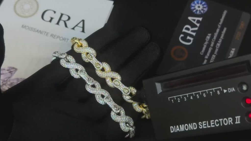Infinity Moissanite Cuban Link Bracelet | 10mm Iced Out | 18K Gold Plated