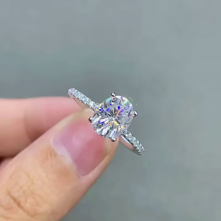 Oval Cut Full Moissanite Engagement Ring for Women