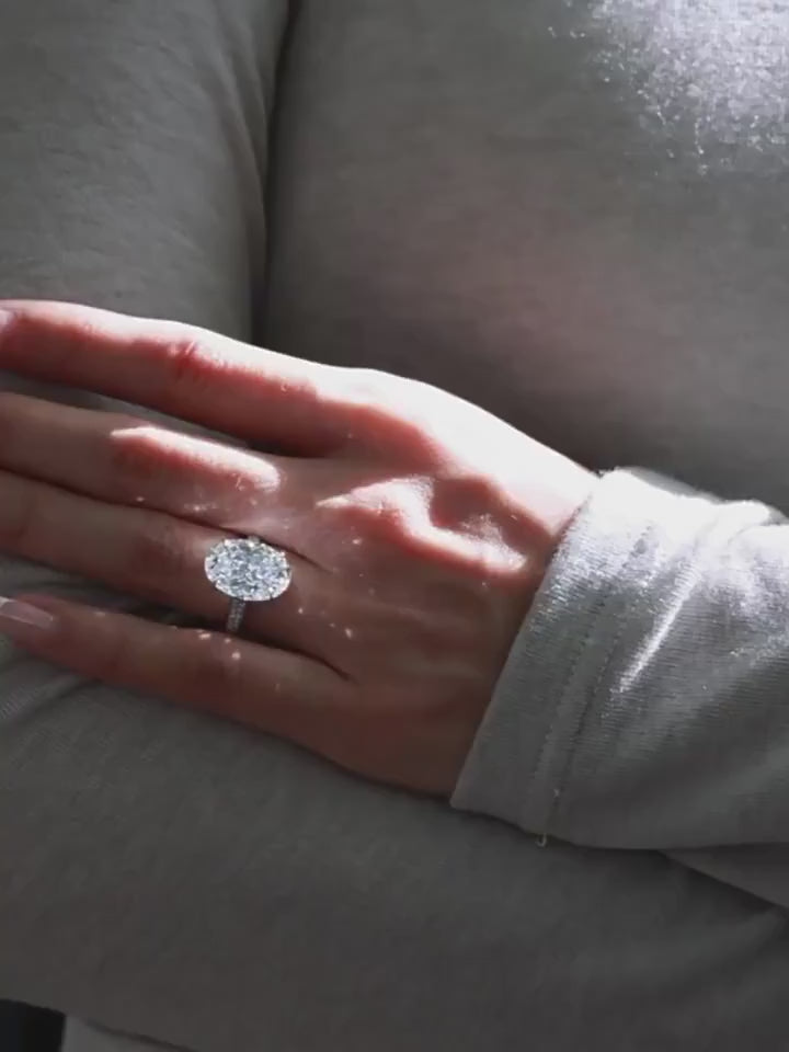Lumilux Oval Eternity Ring — 8CT Full Moissanite | 925 Sterling Silver | GRA Certified | Wedding Band